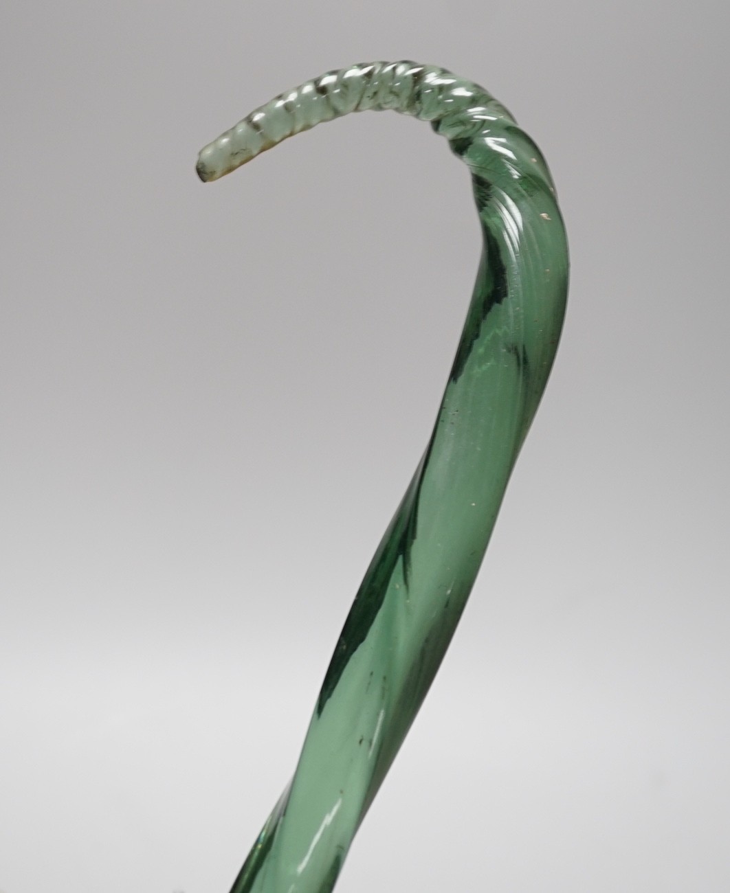 A Victorian green glass walking stick, 107cm